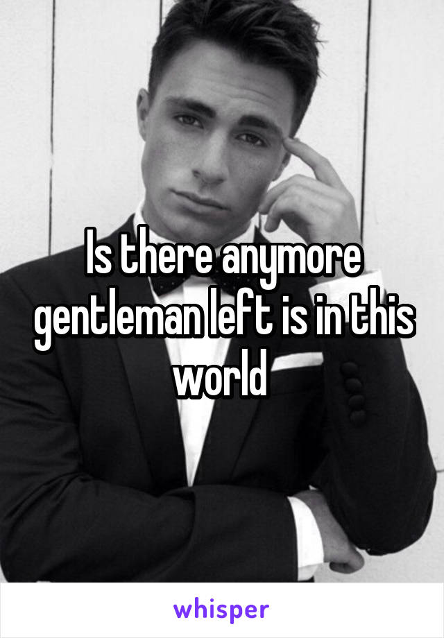 Is there anymore gentleman left is in this world 