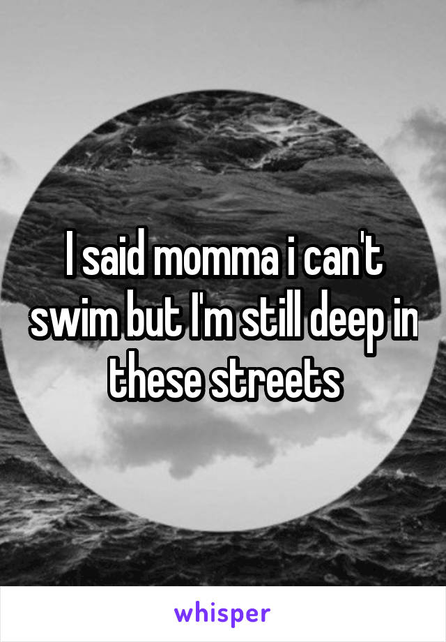 I said momma i can't swim but I'm still deep in these streets