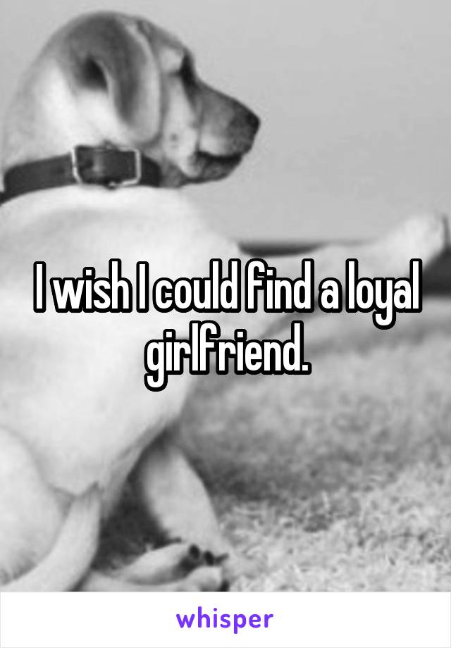 I wish I could find a loyal girlfriend.