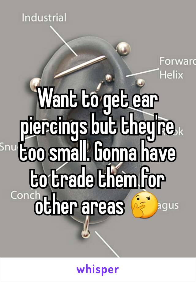 Want to get ear piercings but they're too small. Gonna have to trade them for other areas 🤔