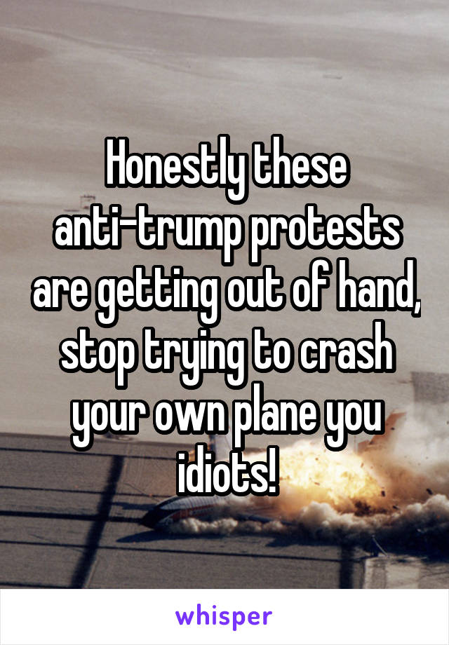 Honestly these anti-trump protests are getting out of hand, stop trying to crash your own plane you idiots!