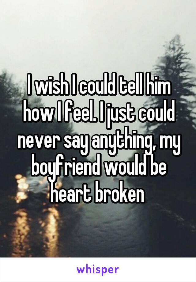 I wish I could tell him how I feel. I just could never say anything, my boyfriend would be heart broken 