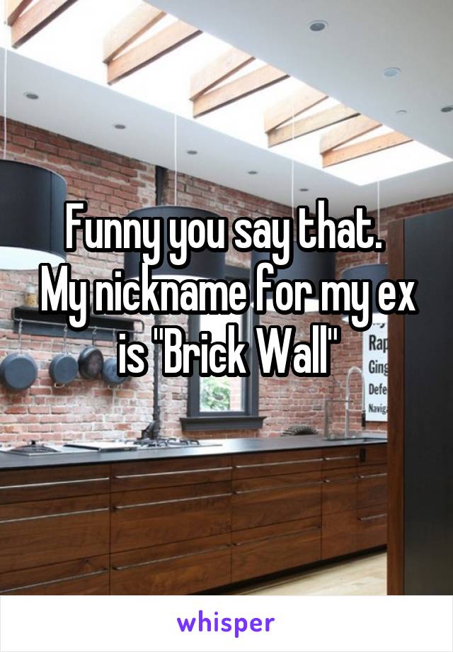 Funny you say that. 
My nickname for my ex is "Brick Wall"
