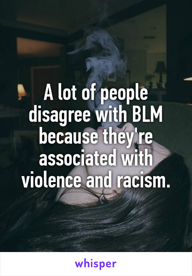 A lot of people disagree with BLM because they're associated with violence and racism.