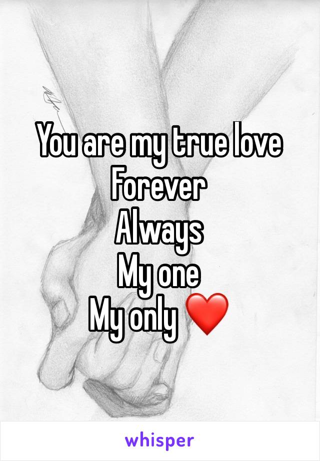 You are my true love 
Forever
Always
My one
My only ❤️