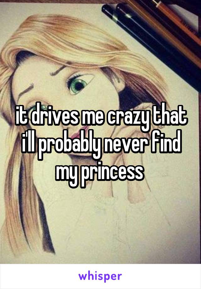 it drives me crazy that i'll probably never find my princess 