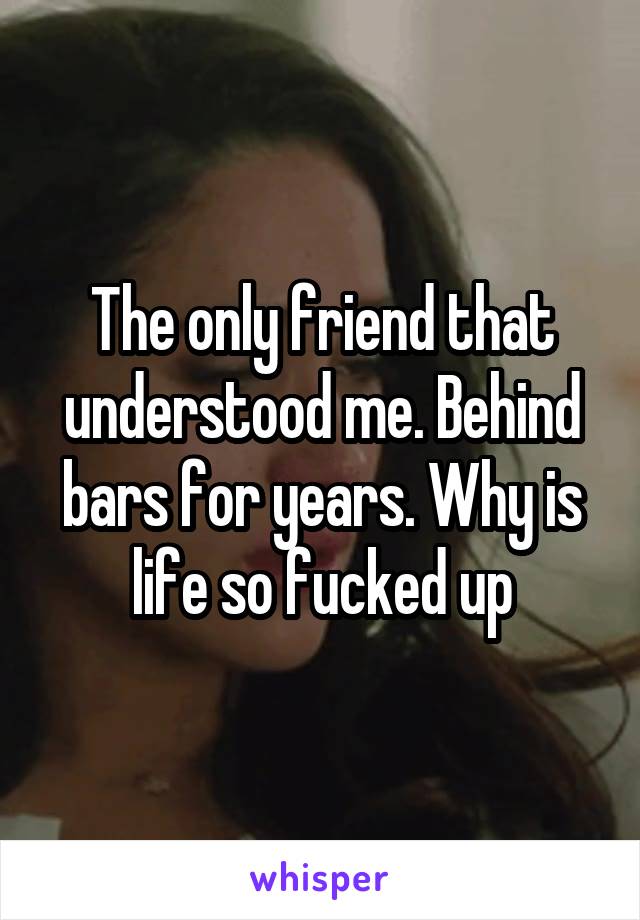 The only friend that understood me. Behind bars for years. Why is life so fucked up