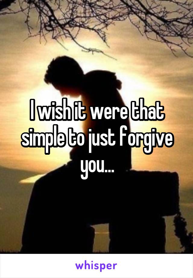 I wish it were that simple to just forgive you...