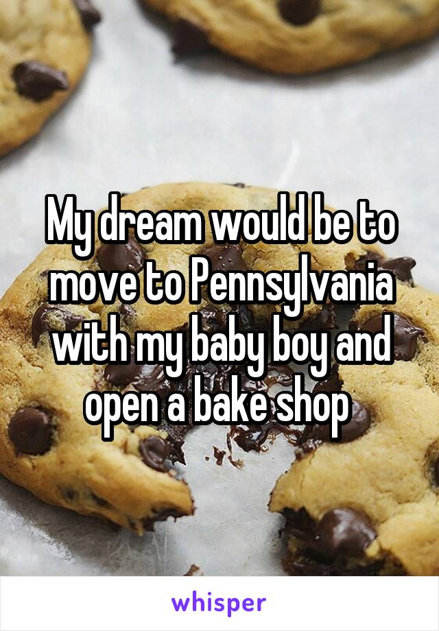 My dream would be to move to Pennsylvania with my baby boy and open a bake shop 