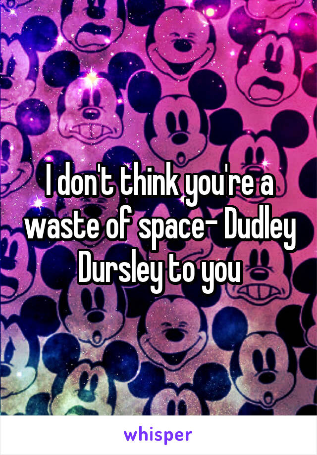 I don't think you're a waste of space- Dudley Dursley to you