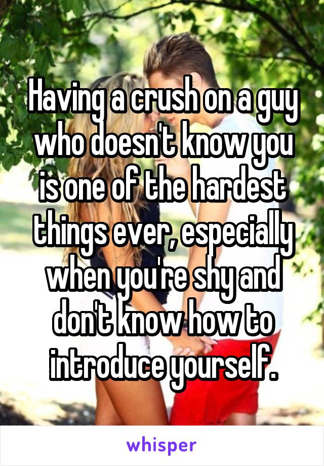 Having a crush on a guy who doesn't know you is one of the hardest things ever, especially when you're shy and don't know how to introduce yourself.