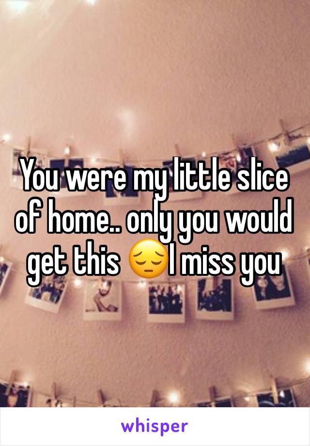 You were my little slice of home.. only you would get this 😔I miss you 