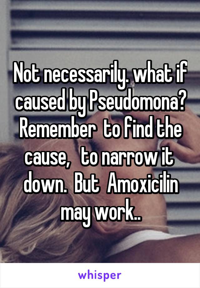 Not necessarily. what if caused by Pseudomona? Remember  to find the cause,   to narrow it  down.  But  Amoxicilin may work..