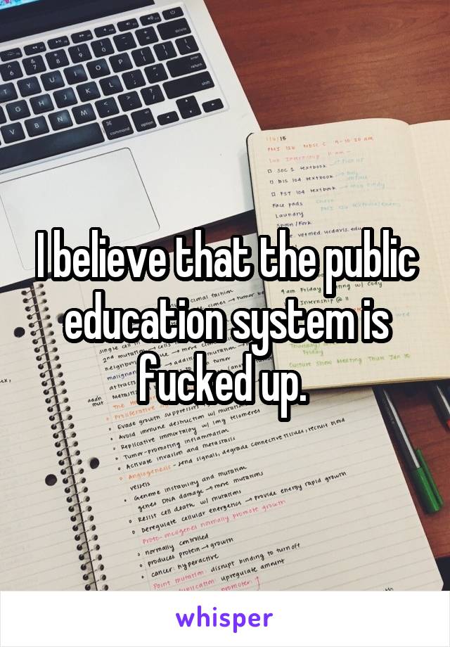 I believe that the public education system is fucked up. 