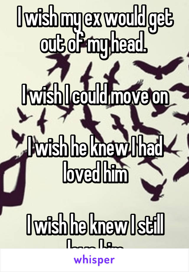 I wish my ex would get out of my head. 

I wish I could move on

I wish he knew I had loved him

I wish he knew I still love him