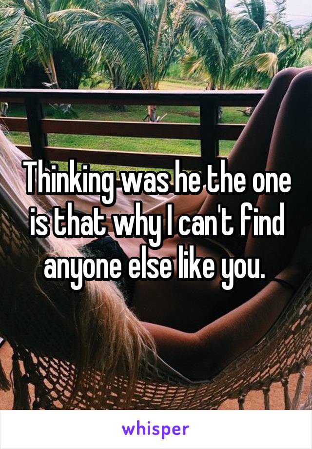 Thinking was he the one is that why I can't find anyone else like you. 