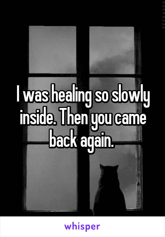 I was healing so slowly inside. Then you came back again. 