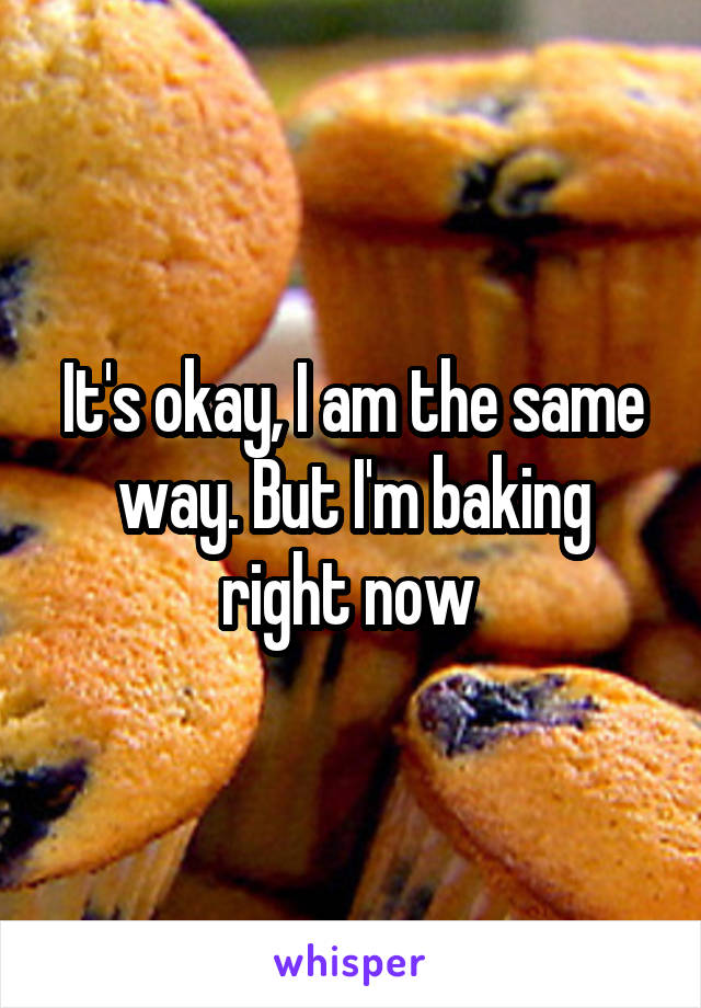 It's okay, I am the same way. But I'm baking right now 