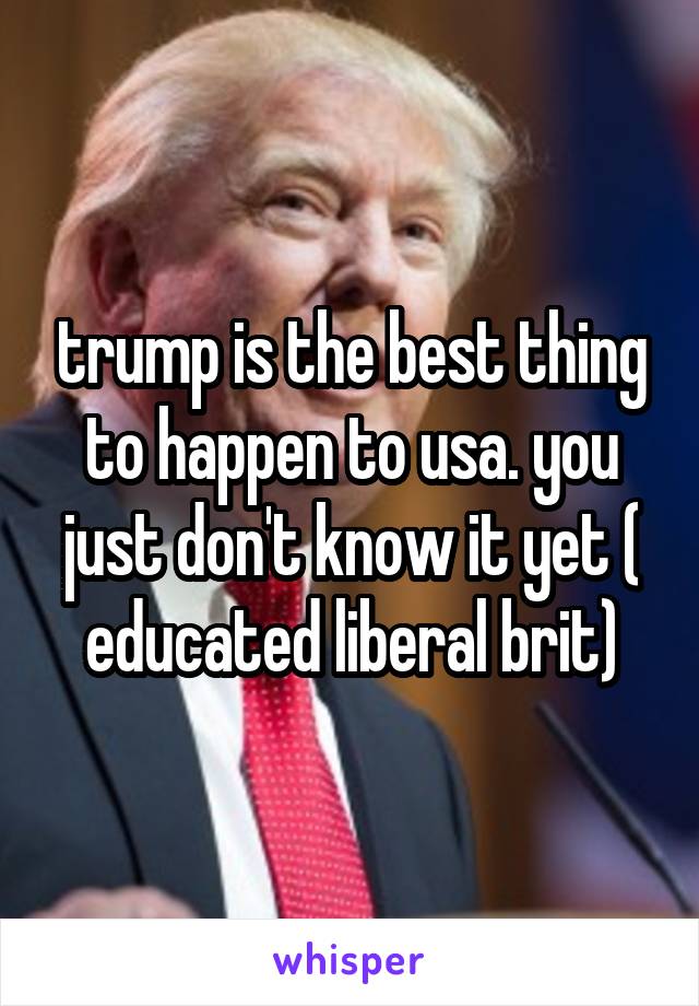 trump is the best thing to happen to usa. you just don't know it yet ( educated liberal brit)