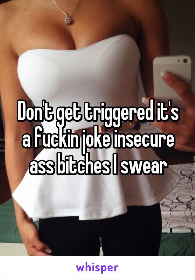 Don't get triggered it's a fuckin joke insecure ass bitches I swear