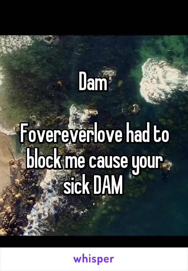 Dam 

Fovereverlove had to block me cause your sick DAM 