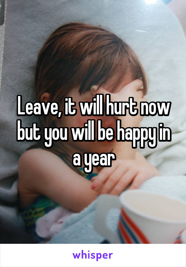 Leave, it will hurt now but you will be happy in a year