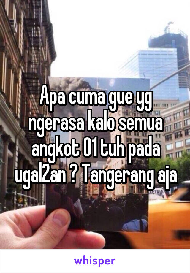 Apa cuma gue yg ngerasa kalo semua angkot 01 tuh pada ugal2an ? Tangerang aja