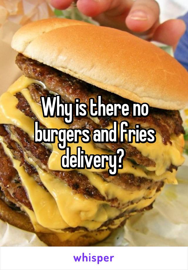 Why is there no burgers and fries delivery? 