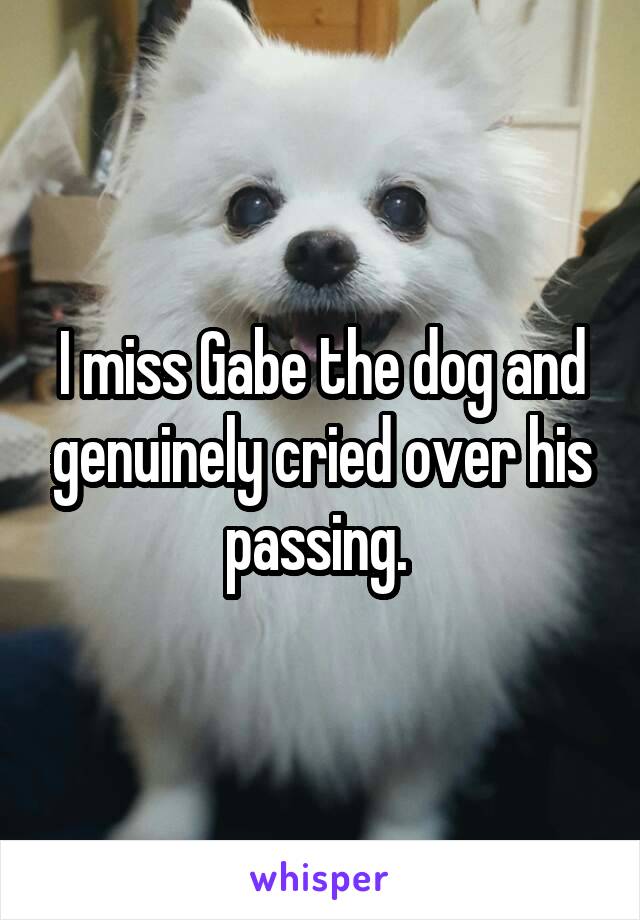 I miss Gabe the dog and genuinely cried over his passing. 