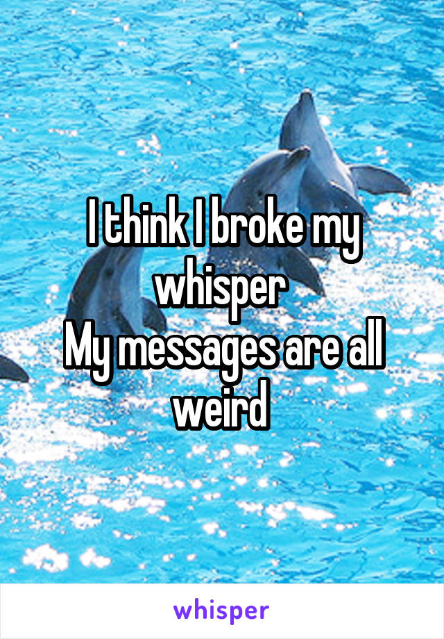 I think I broke my whisper 
My messages are all weird 