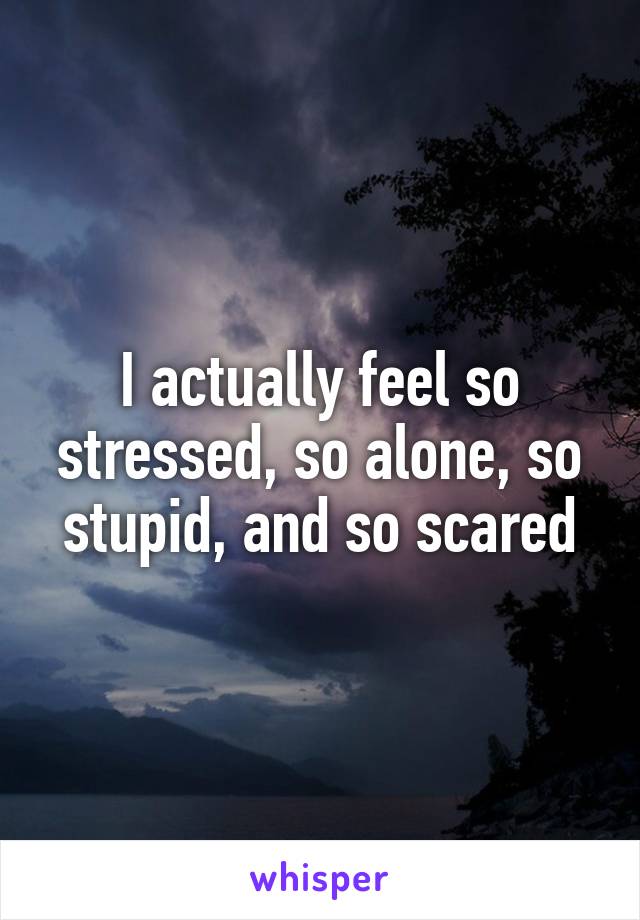 I actually feel so stressed, so alone, so stupid, and so scared