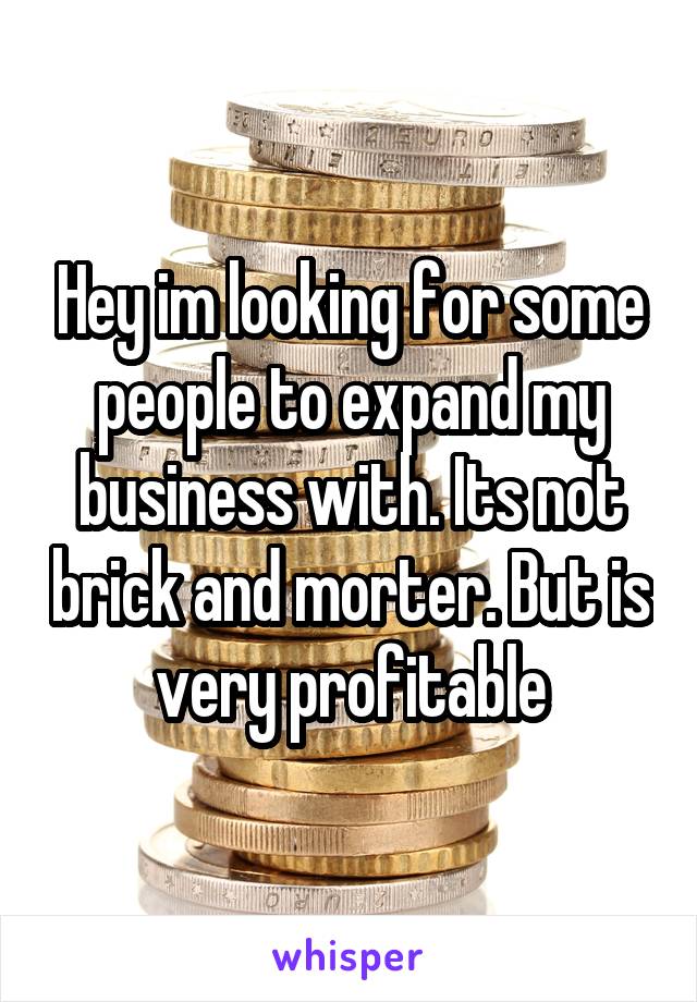 Hey im looking for some people to expand my business with. Its not brick and morter. But is very profitable