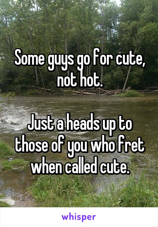 Some guys go for cute, not hot.

Just a heads up to those of you who fret when called cute.