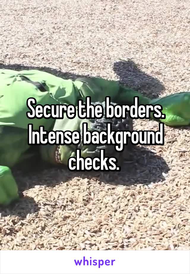 Secure the borders. Intense background checks. 