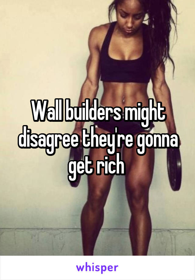 Wall builders might disagree they're gonna get rich 
