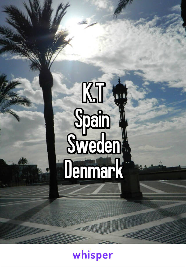 K.T
Spain 
Sweden
Denmark