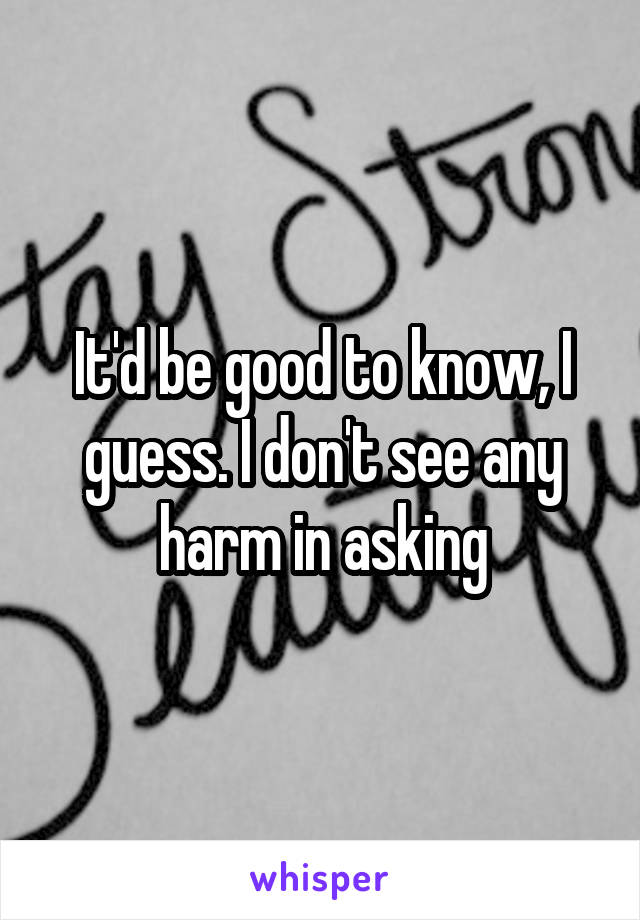 It'd be good to know, I guess. I don't see any harm in asking