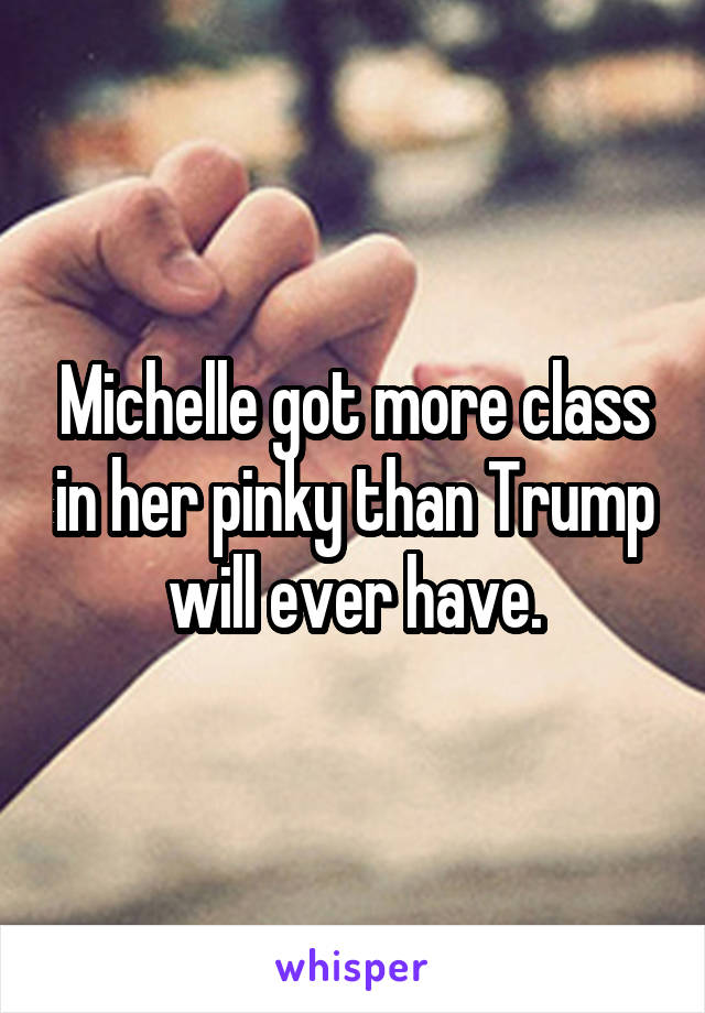 Michelle got more class in her pinky than Trump will ever have.