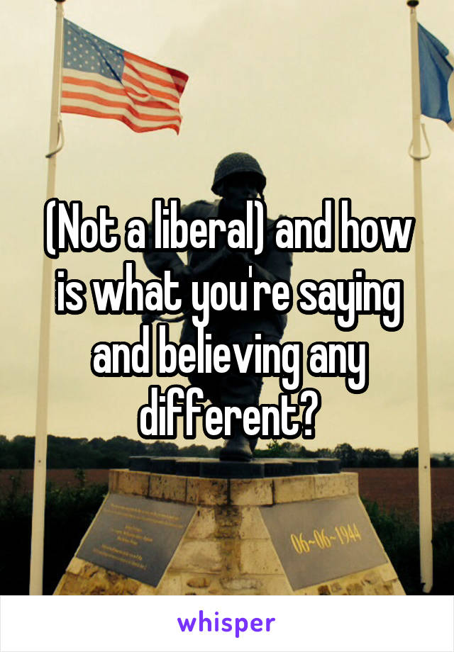 (Not a liberal) and how is what you're saying and believing any different?