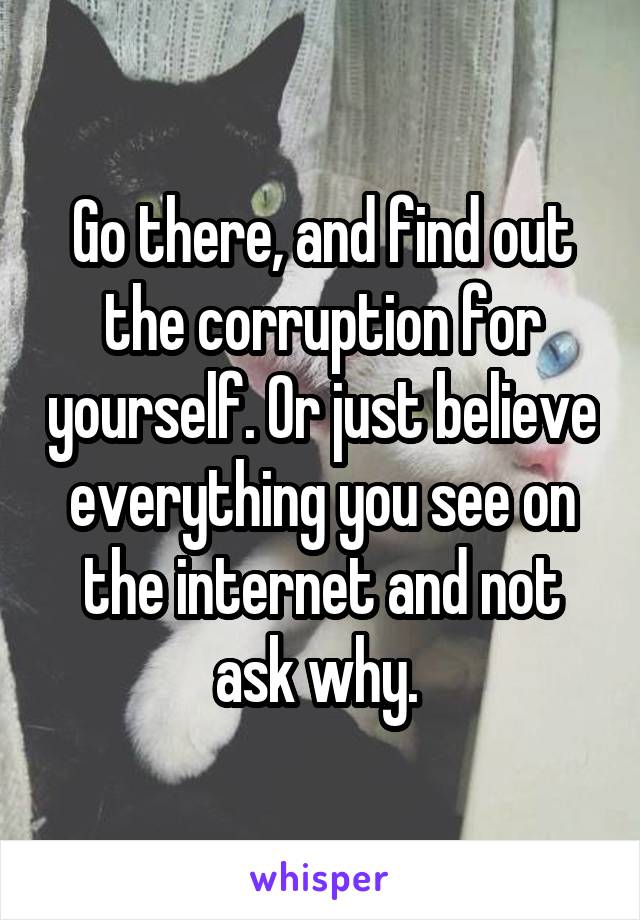 Go there, and find out the corruption for yourself. Or just believe everything you see on the internet and not ask why. 