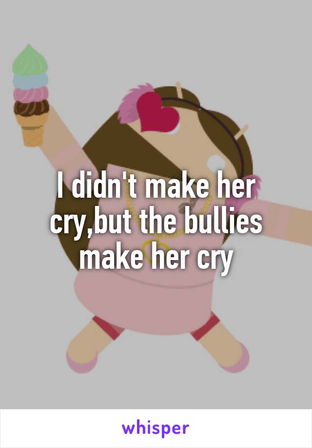 I didn't make her cry,but the bullies make her cry