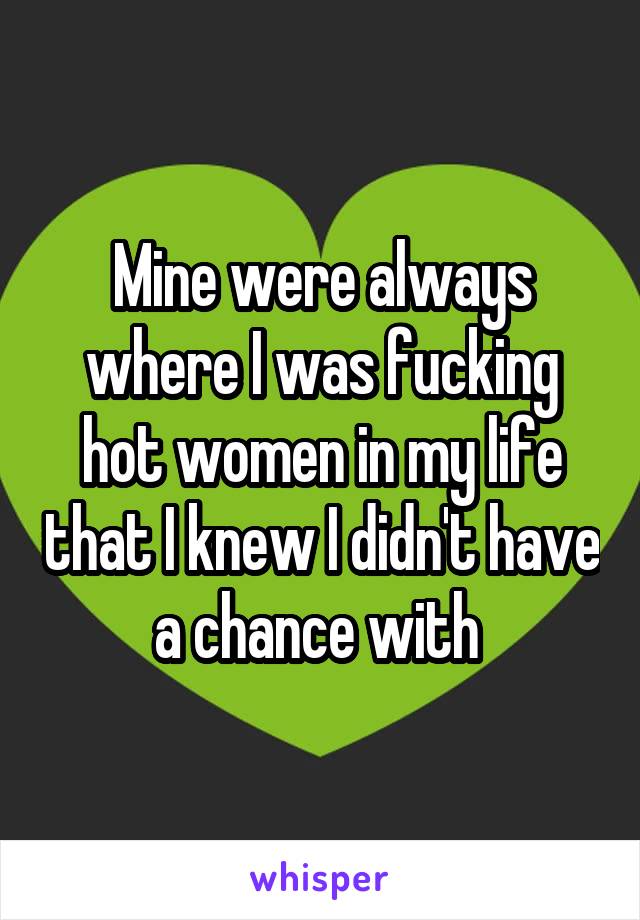 Mine were always where I was fucking hot women in my life that I knew I didn't have a chance with 