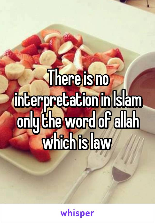 There is no interpretation in Islam only the word of allah which is law 