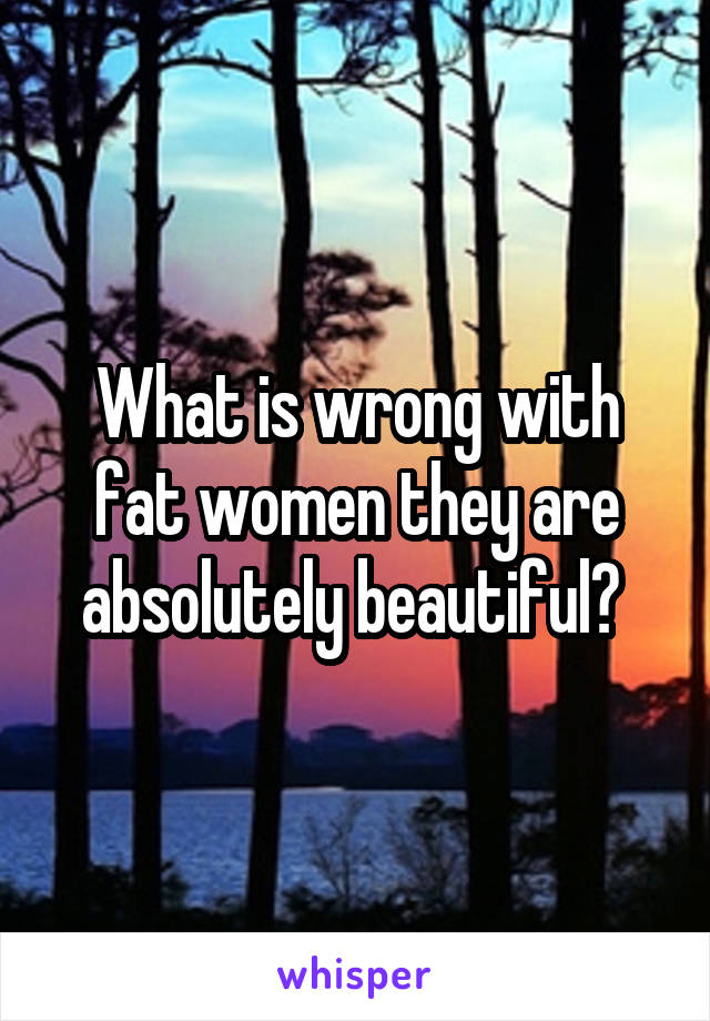 What is wrong with fat women they are absolutely beautiful? 