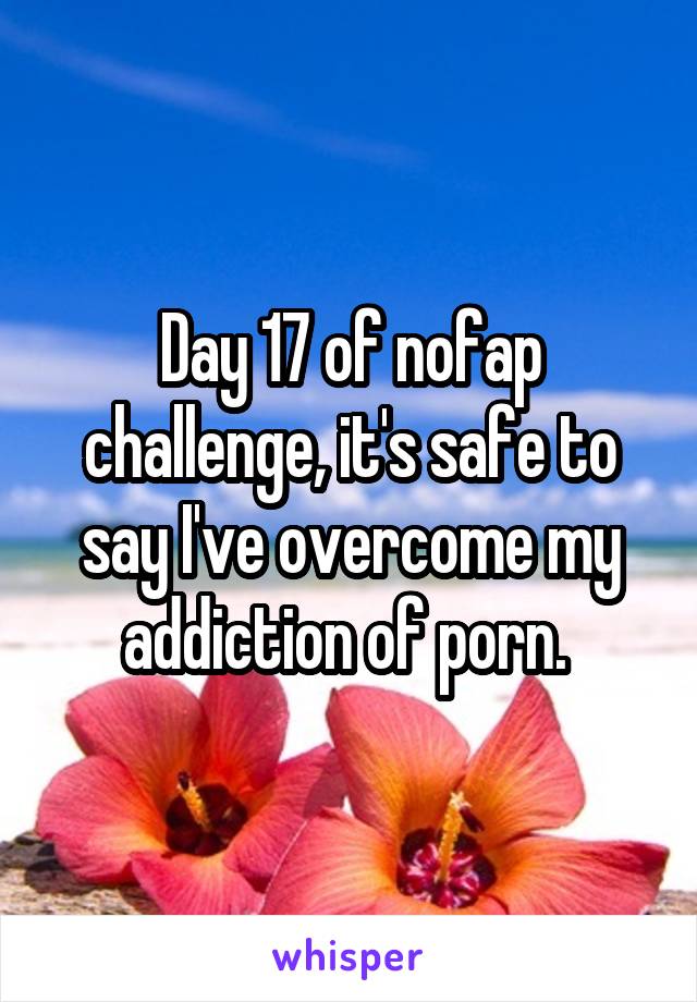 Day 17 of nofap challenge, it's safe to say I've overcome my addiction of porn. 