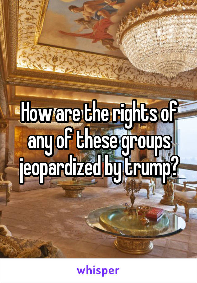 How are the rights of any of these groups jeopardized by trump?