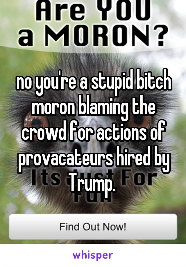 no you're a stupid bitch moron blaming the crowd for actions of provacateurs hired by Trump. 