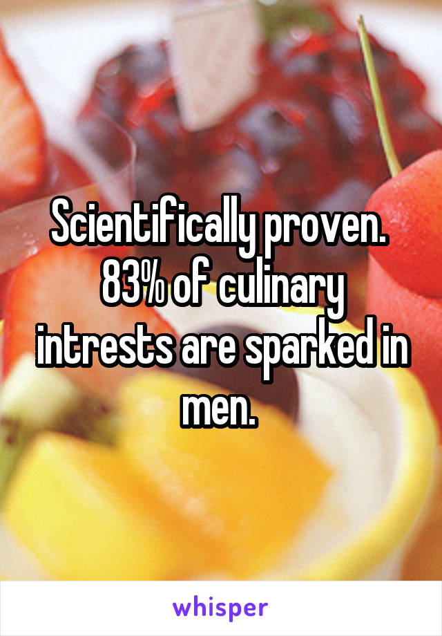 Scientifically proven. 
83% of culinary intrests are sparked in men. 