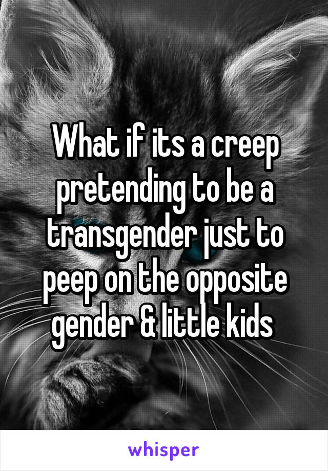 What if its a creep pretending to be a transgender just to peep on the opposite gender & little kids 