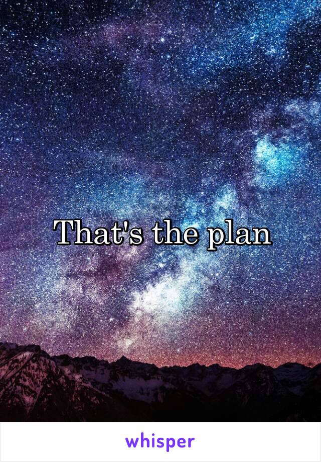 That's the plan